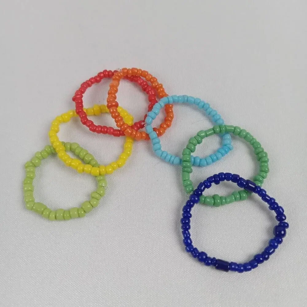 CLEARANCE Multicolor beaded rings size 7.5